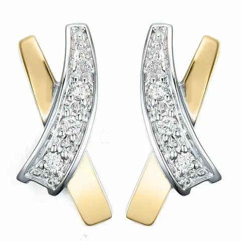 diamant örhängestift i 14 karat guld och vitguld med diamant