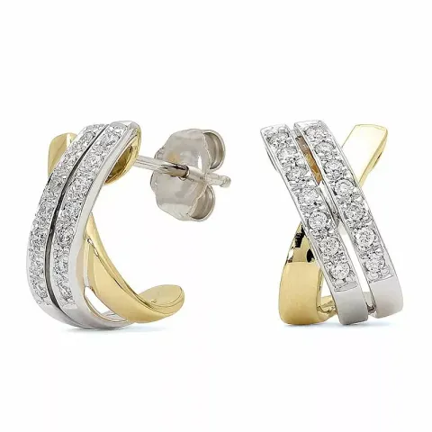 Trendig diamant halvcreol i 14 karat guld och vitguld med diamanter