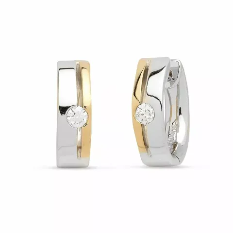 14 mm diamant creol i 14 karat guld och vitguld med diamanter