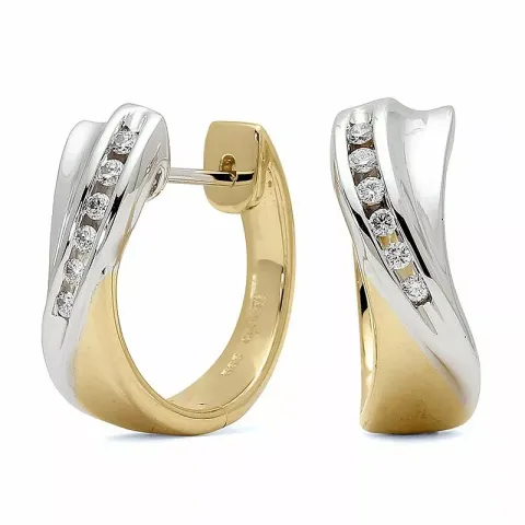 16 mm creol i 14 karat guld och vitguld med diamant 