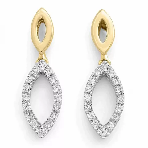 ovala diamantörhängen i 14 karat guld och vitguld med diamant 