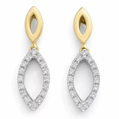 ovala diamantörhängen i 14 karat guld och vitguld med diamant