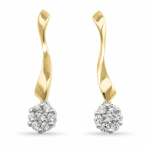 runda diamant diamantörhängen i 14 karat guld och vitguld med diamant 