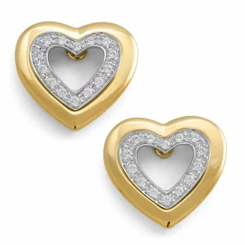 Hjärta diamant örhängestift i 14 karat guld och vitguld med diamanter