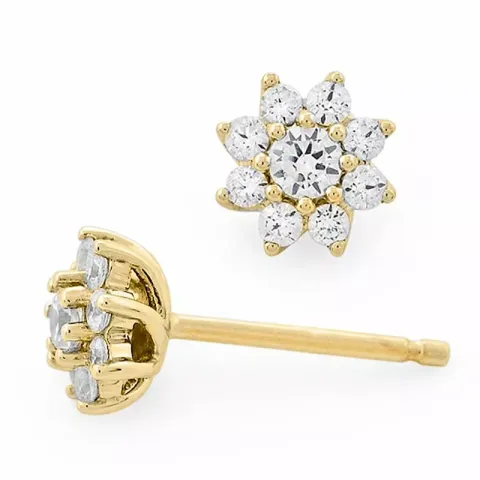 blommor diamantörhängen i 14 karat guld med diamant