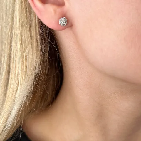 blommor diamantörhängen i 14 karat guld med diamant