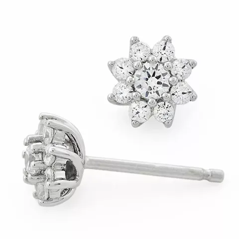 blommor diamantörhängen i 14 karat vitguld med diamant