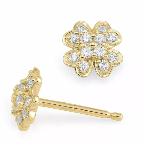 äkta blommor diamant örhängestift i 14 karat guld med rhodium med diamant