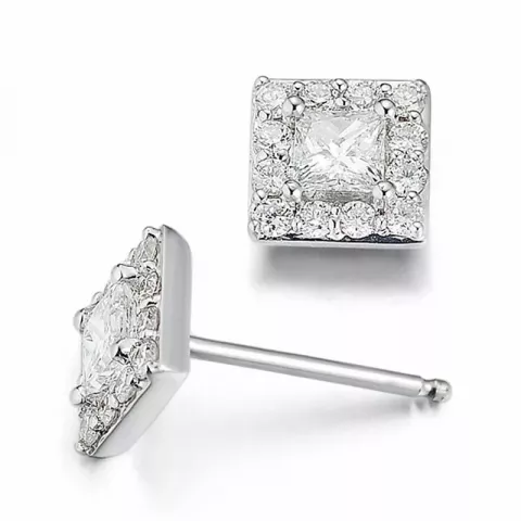 fyrkantigt diamant vitguld örhängestift i 14 karat vitguld med diamant och diamant 
