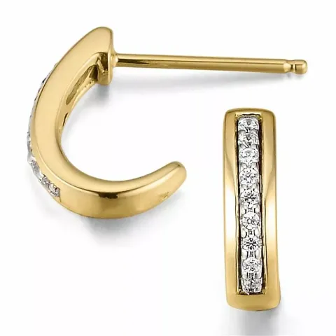 12 mm vita diamant halvcreol i 14 karat guld med diamanter