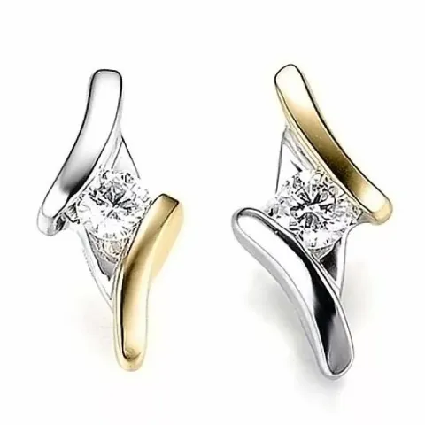 Diamant örhängen i 14 karat guld och vitguld med diamanter