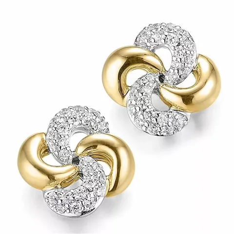 diamant örhängestift i 14 karat guld och vitguld med diamant 