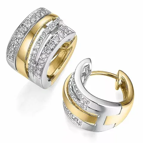 14 mm diamant creol i 14 karat guld och vitguld med diamant 