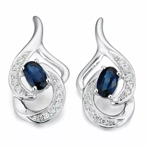 safir diamantörhängen i 14 karat vitguld med diamant och safir