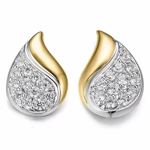 droppe diamant örhängestift i 14 karat guld och vitguld med diamant
