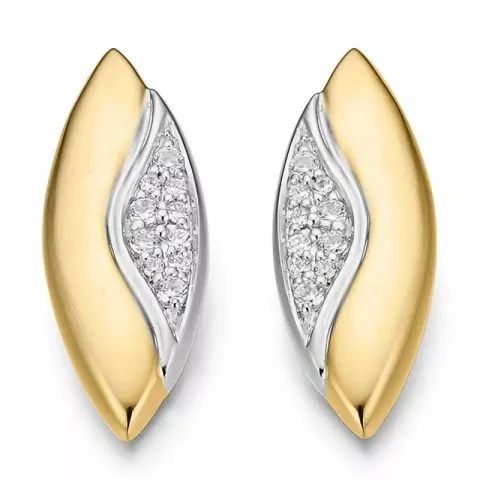 ovala diamant örhängen i 14 karat guld och vitguld med diamant