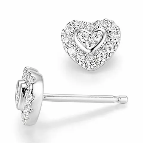 hjärta diamant örhängestift i 14 karat vitguld med diamant