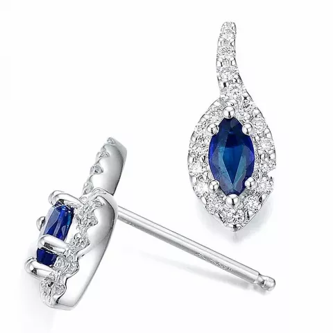 blå safir diamantörhängen i 14 karat vitguld med diamant och safir 