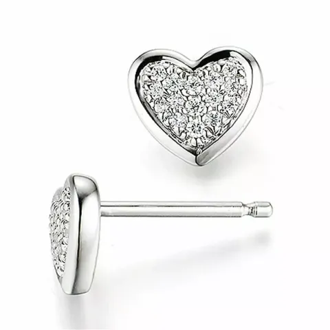 Hjärta diamant örhängestift i 14 karat vitguld med diamanter 