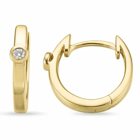 12 mm diamant guld creol i 14 karat guld med diamanter