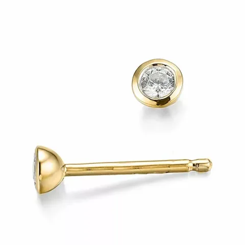 runda diamant solitäreörhängestift i 14 karat guld med diamant 