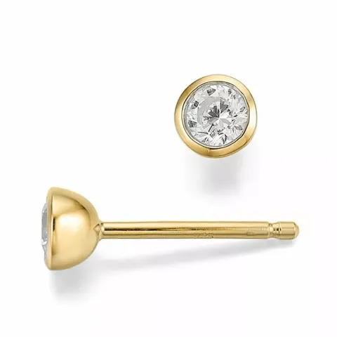 runda diamant solitäreörhängestift i 14 karat guld med diamant