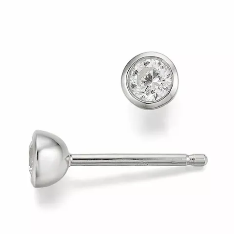 runda diamant solitäreörhängestift i 14 karat vitguld med diamant