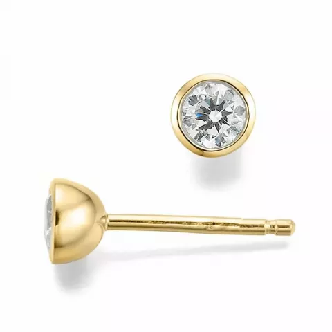 runda diamant solitäreörhängestift i 14 karat guld med diamant 