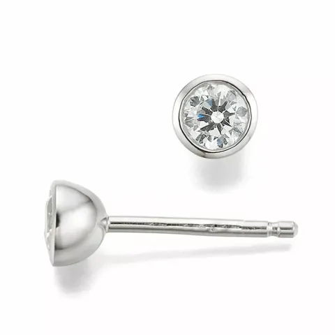 runda diamant solitäreörhängestift i 14 karat vitguld med diamant