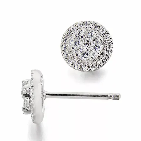 runda diamantörhängen i 14 karat vitguld med diamant