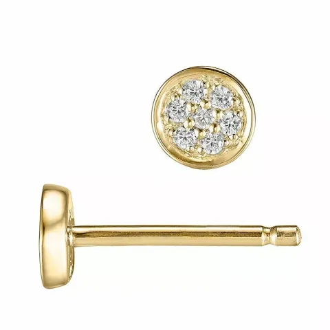 små runda diamant örhängestift i 14 karat guld med diamant