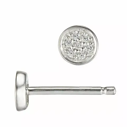 små runda diamant örhängestift i 14 karat vitguld med diamant 