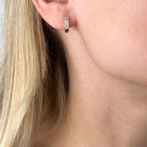 12 mm diamant creol i 14 karat guld med diamant