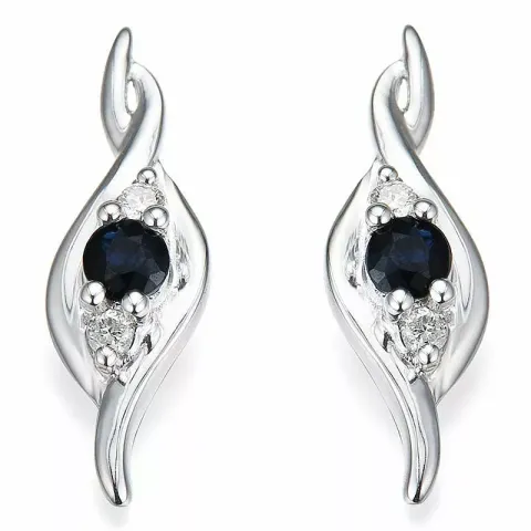 safir diamantörhängen i 14 karat vitguld med diamant och safir