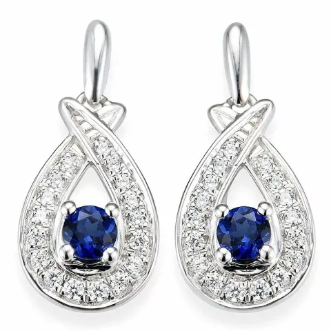 droppe safir diamantörhängen i 14 karat guld med diamant och safir