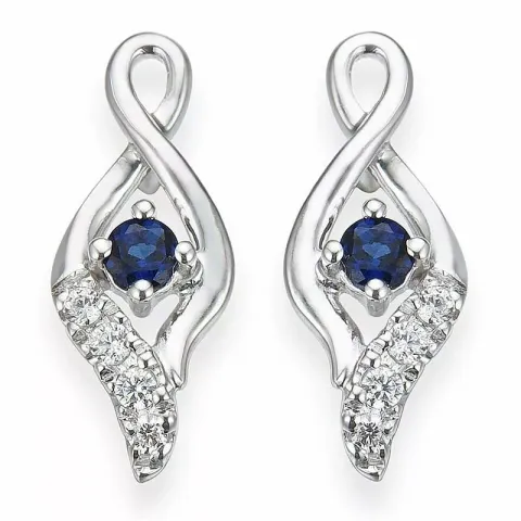 safir diamantörhängen i 14 karat vitguld med diamant och safir