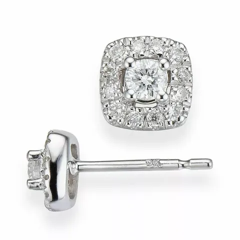 fyrkantigt diamant örhängestift i 14 karat vitguld med diamant 
