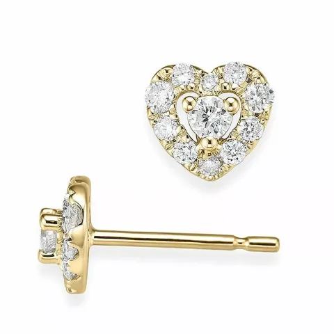 Hjärta diamant örhängestift i 14 karat guld med diamanter 