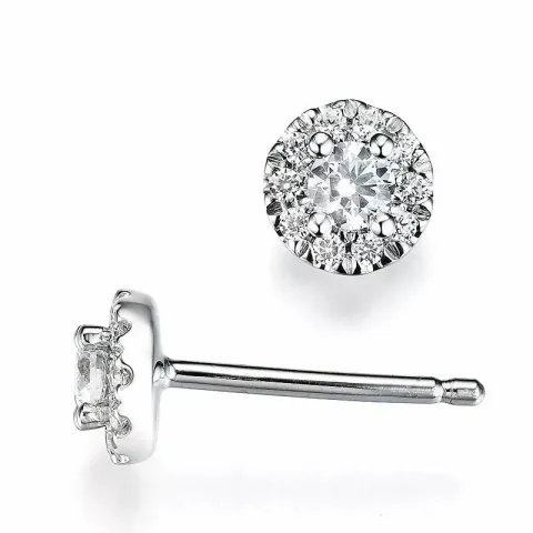runda diamant örhängen i 14 karat vitguld med diamant
