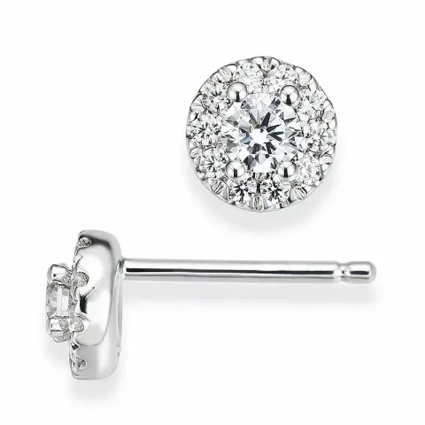 runda diamant örhängestift i 14 karat vitguld med diamant