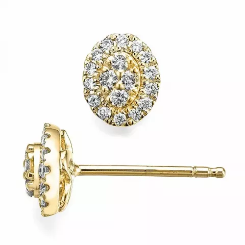 ovala diamantörhängen i 9 karat guld med diamant 