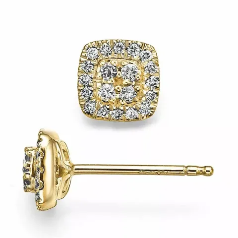 fyrkantigt briljiantöronringar i 14 karat guld med rhodium med diamant