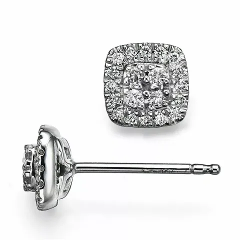 fyrkantigt briljiantöronringar i 14 karat vitguld med diamant