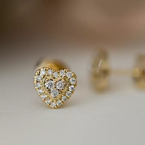 Hjärta diamantörhängen i 14 karat guld med diamanter 