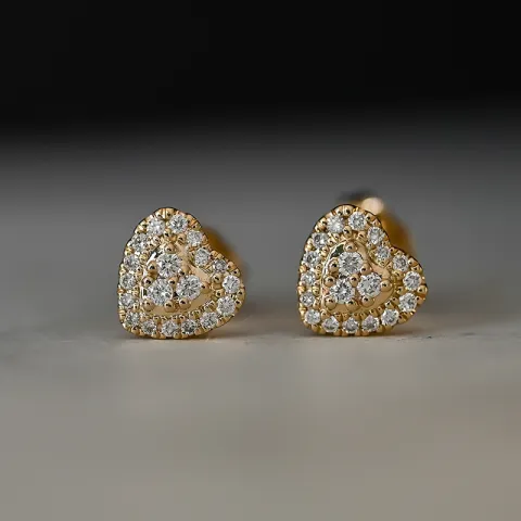 Hjärta diamantörhängen i 14 karat guld med diamanter