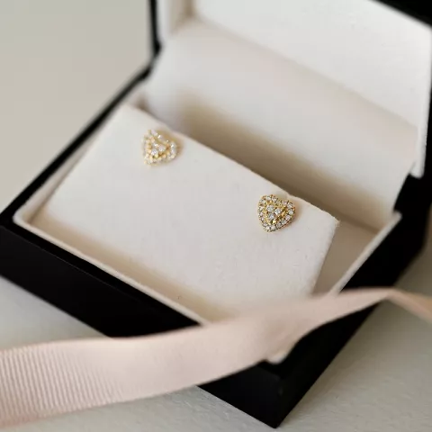 Hjärta diamantörhängen i 14 karat guld med diamanter 