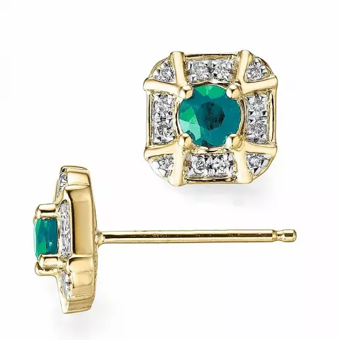 fyrkantigt smaragd diamantörhängen i 14 karat guld med rhodium med diamant och smaragd 