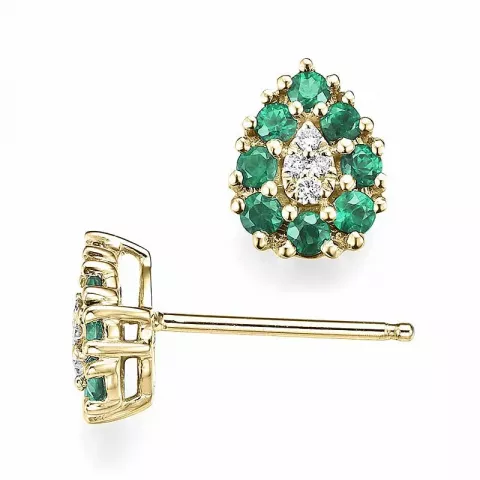 Droppe smaragd diamantörhängen i 14 karat guld med diamanter och smaragder 