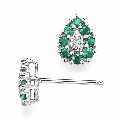Droppe smaragd diamantörhängen i 14 karat vitguld med diamanter och smaragder 