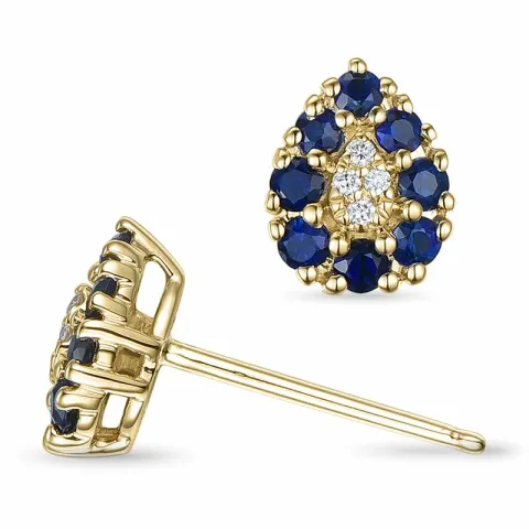 droppe safir diamantörhängen i 14 karat guld med diamant och safir